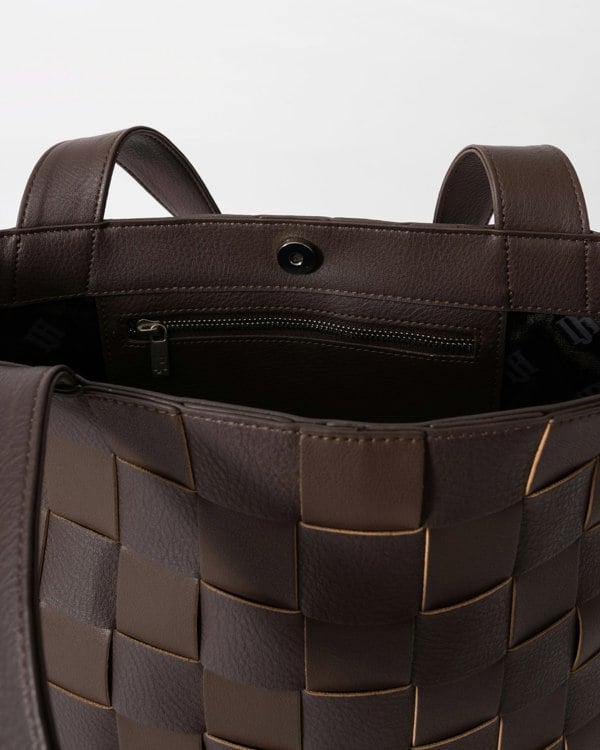 Ilse Jacobsen Chip Braided Cross-Body Shopper - Chocolate Brown 229 - CHO - Designer Womens Tote Bags