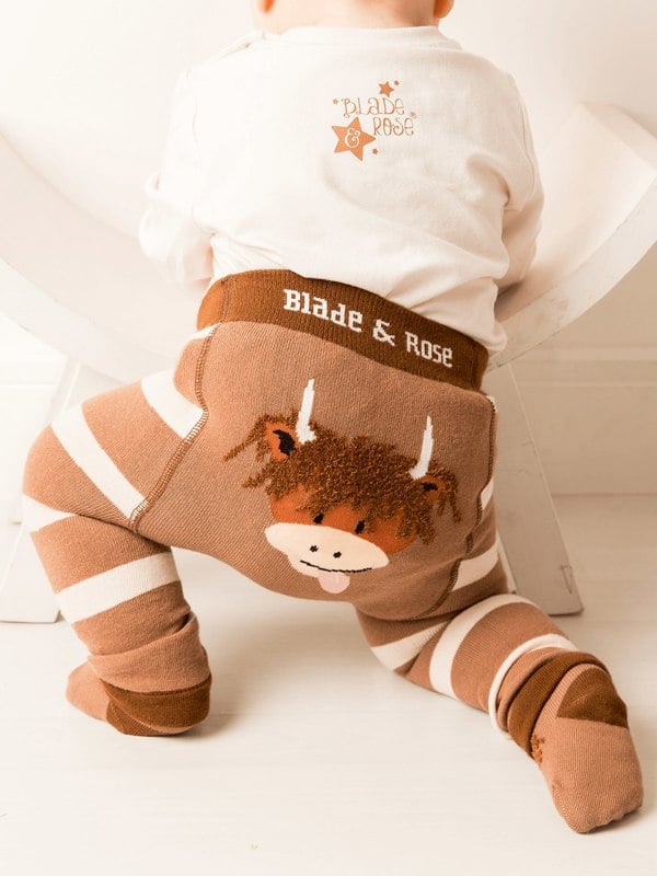 Neutral Highland Cow Leggings - Blade & Rose UK