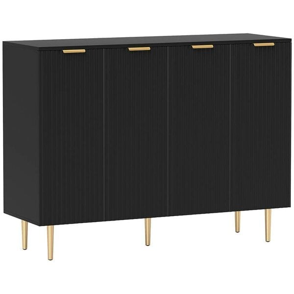 Sideboard Buffet Cabinet, Modern Kitchen Storage Cabinet with Adjustable Shelves and Metal Legs, Black