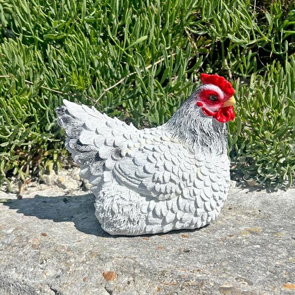 Farmwood White Chicken Garden Bird Ornament Statue
