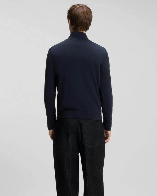 HUGO San Quintus - C2 Mens 1/4 Zip Funnel Neck Jumper - Navy 410 | CHO | Designer Mens,Knitwear,Jumpers,Quarter Zip Jumpers
