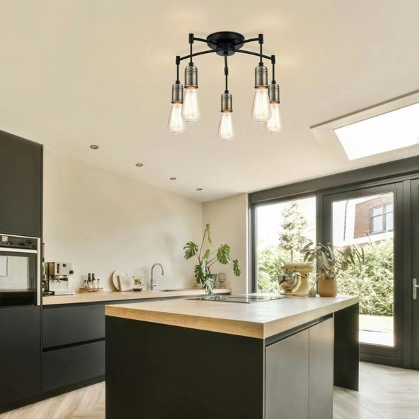 COSYLYTE Linton 5 Light Ceiling Light - Antique Brass