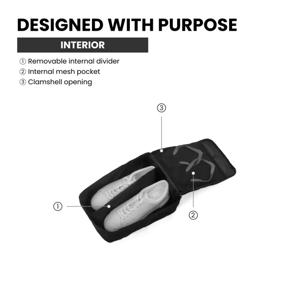 CabinZero Classic Shoe Cube L, Fits Shoes up to UK 13, Removable Divider and Mesh Pocket