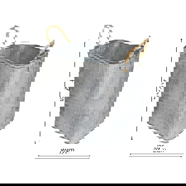 Ivyline Outdoor Galvanised Rope Handle Square Planter Set of Two