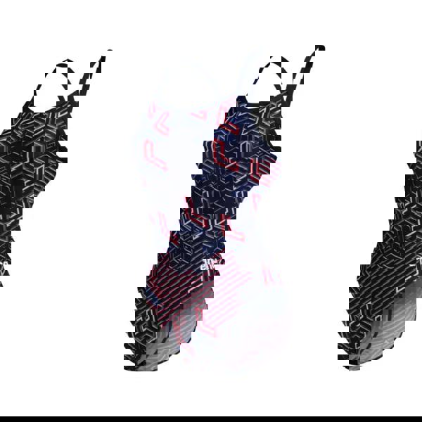 Arena Kikko Pro Challenge Back Swimsuit in navy/multi with geometric pattern