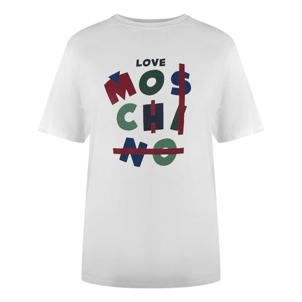 Love Moschino Jumble Logo White T-Shirt - Nova Clothing