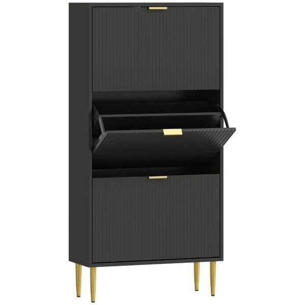Bobobiy Elegant Three-Drawer Shoe Cabinet - Black
