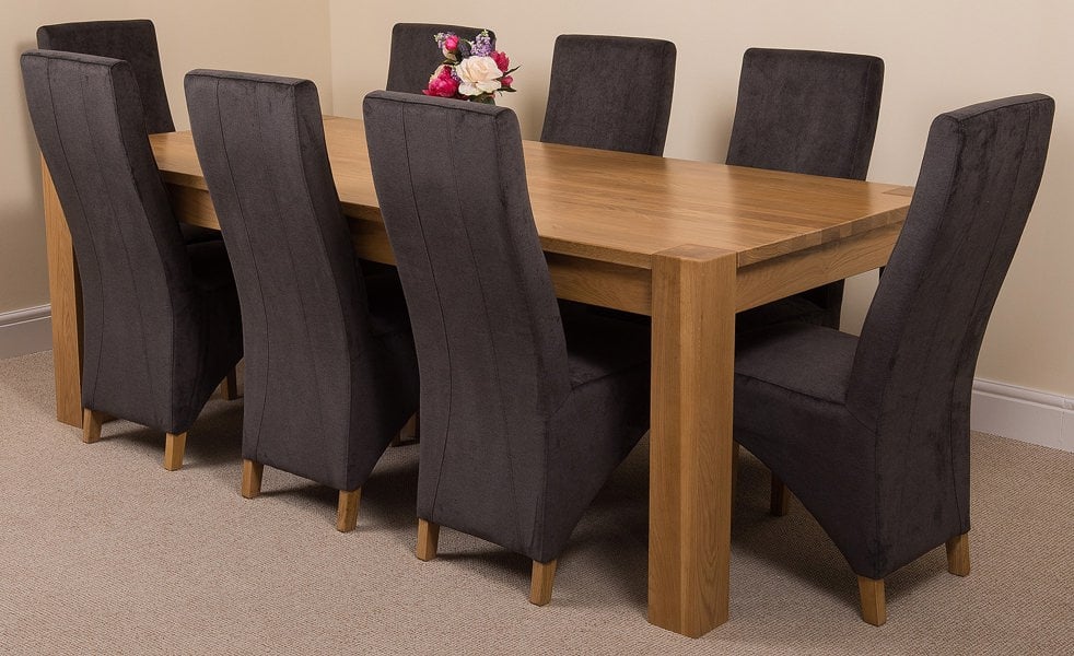 That's Furniture Kuba Extra Large Oak Dining Table with Lola Fabric Chairs
