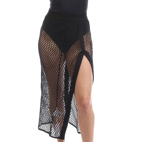 Off-White Off White Womens Logo Mesh Maxi Skirt - Black