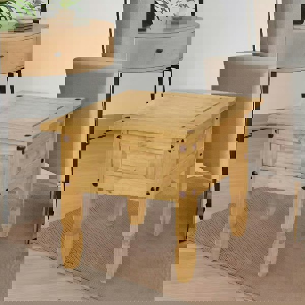 BMBO Solid Pine Wood Side End Accent Table Natural Brown