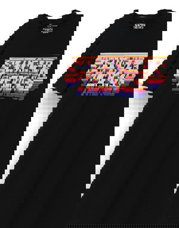 Stranger Things Unisex Black Retro Logo Short Sleeved T-Shirt