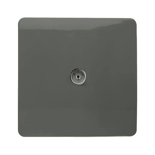 Trendi Switch 1 Gang Female Co-Axial Television Socket in Charcoal Grey