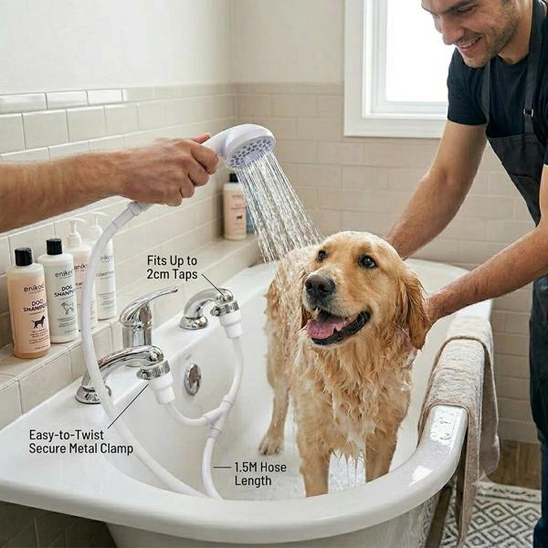 Blue Canyon Double TAP Bath Sink Shower Head Hose Spray Hairdresser PET Push ON Mixer