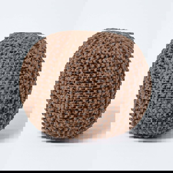 HOMESCAPES Round Cotton Knitted Pouffe Footstool Bean Filled Hand Knitted