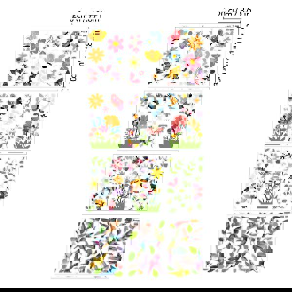 WALPLUS C2WSW019 - Small Hummingbirds with Butterflies In The Meadow Of Flowers Window Clings - WSW3002 + WSW6009