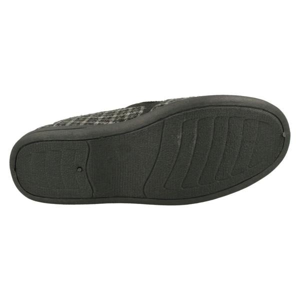 Spot On Mens Spot On Check Detail Gusset Slippers Mason