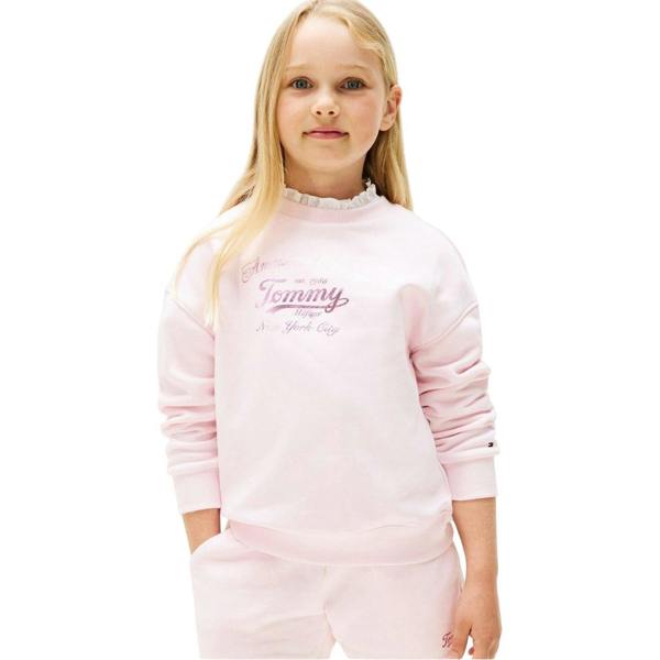 Tommy Hilfiger Childrens/Kids Script Crew Neck Sweatshirt - Light Pink - 