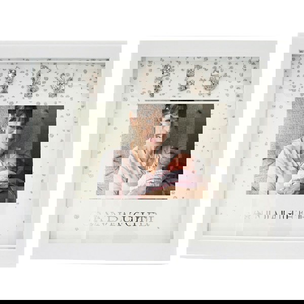Modern Granddaughter 4x6 White Frame with Silver Foil Falling Dots Image 3