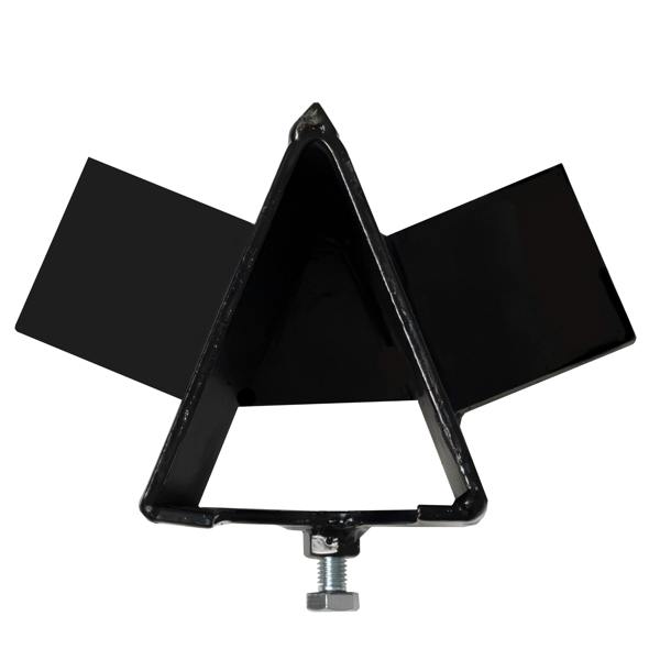 15T Log Splitter wedge attachment in black metal, featuring a triangular shape with two side wings for efficient splitting