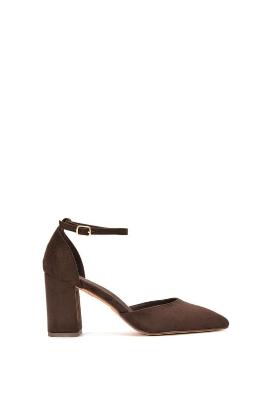 XY LONDON Ankle Strap Block Heel Court Shoes