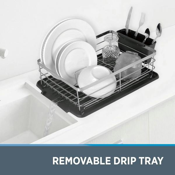 Top 3 Kitchen Dish Rack Drainer with Utensil Holder and Removable Drip Tray