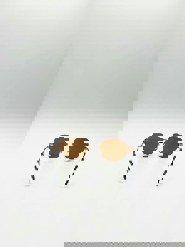 SVNX Oval Metal Frame Sunglasses in Gold Brown