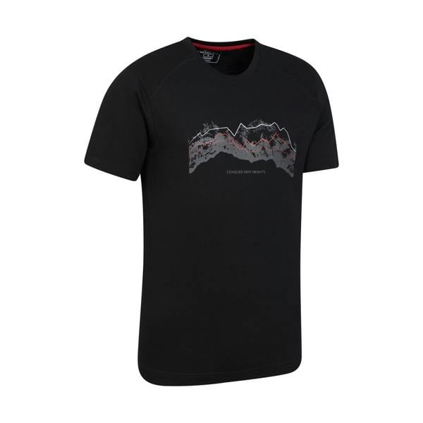 Mountain Warehouse Mens Tech Mountains Organic T-Shirt - Black - 