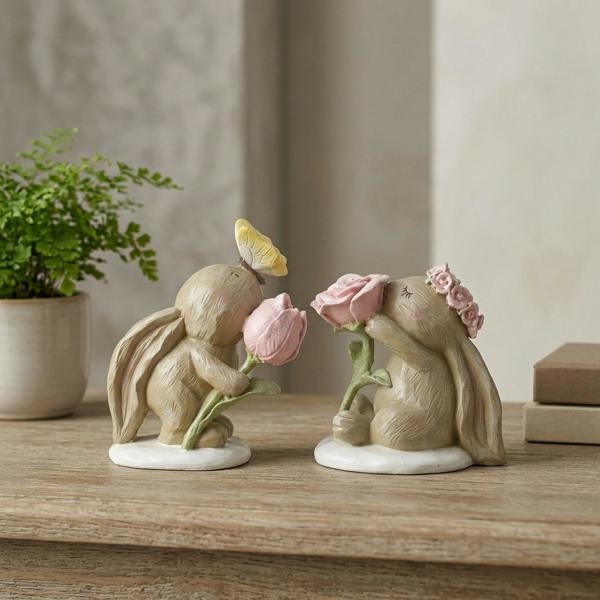 Garden Greatness Decorative Rabbits with Floral Mix Ornament