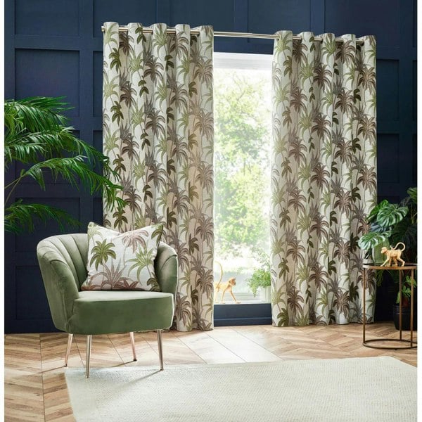 Wylder Galapagos Jacquard Eyelet Curtains - Green