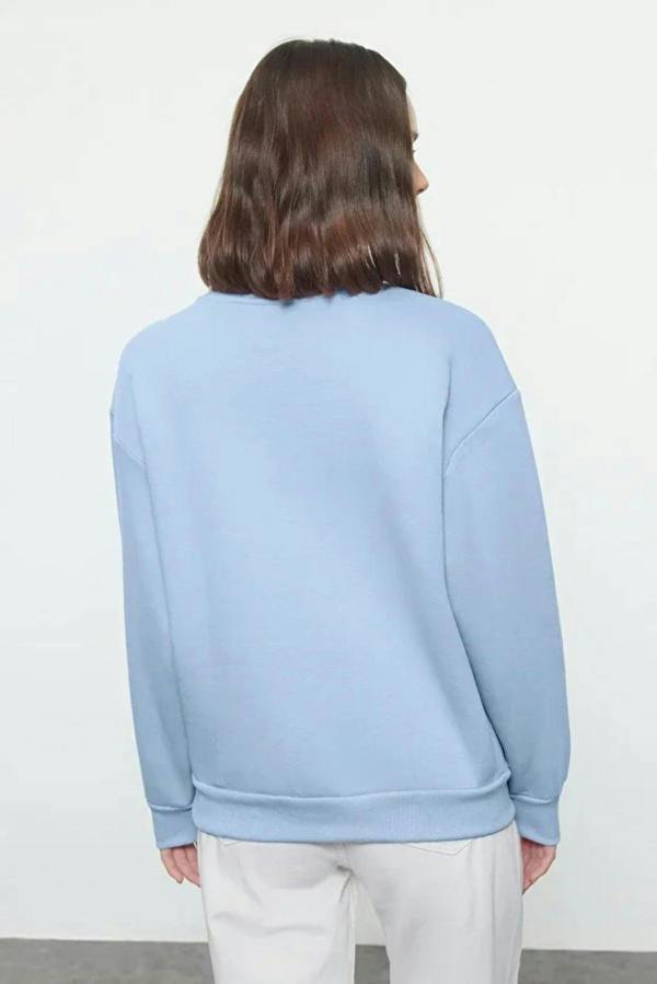 Hoxton Gal Thick Fleece-Lined Regular Fit Crew Neck Basic Knit Sweatshirt