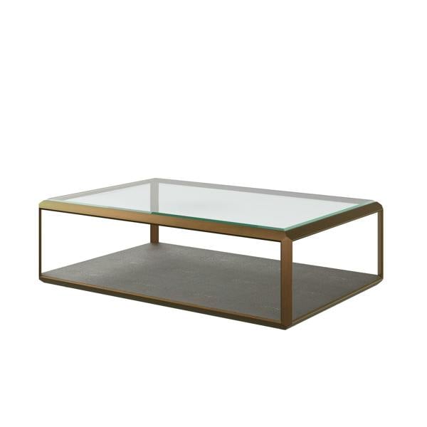 Wyld Haus Siena Grey Shagreen Glass and Gold Coffee Table