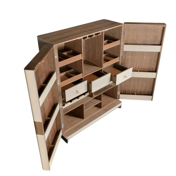 Angel Cerdá Tall Sideboard in Leatherette, Walnut and Polished Steel 3276