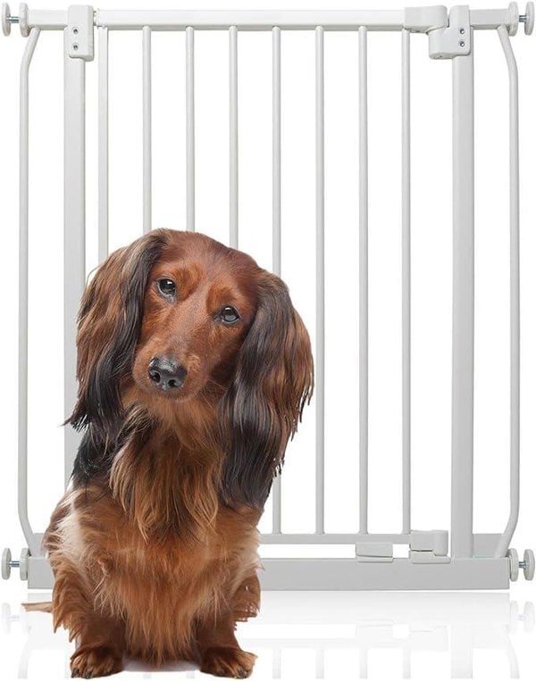 Bettacare Elite Pressure Dog Gate Narrow, 65.5cm - 74.5cm, Matt White, Narrow Pressure Fit Pet Gate for Dog and Puppy