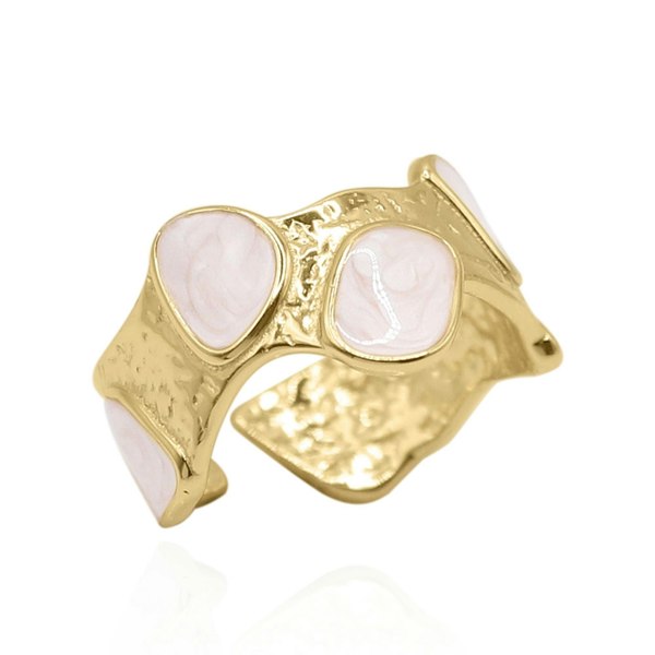 Luna Charles Morgan Hammered Enamel Ring - 18K Gold Plated