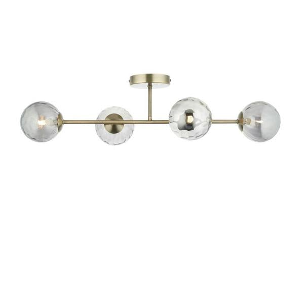 Pagazzi Lighting Tamara 4-Light Antique Brass Semi-Flush Ceiling Light