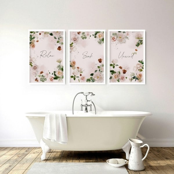 Shabby chic style | set of 3 bathroom wall prints