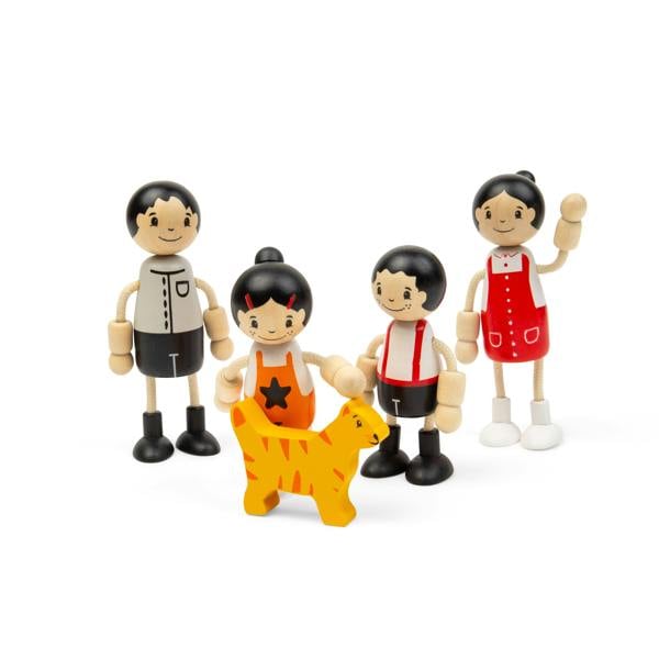 Tidlo East Asian Family Dolls | 5 Pcs Wooden Doll House Set