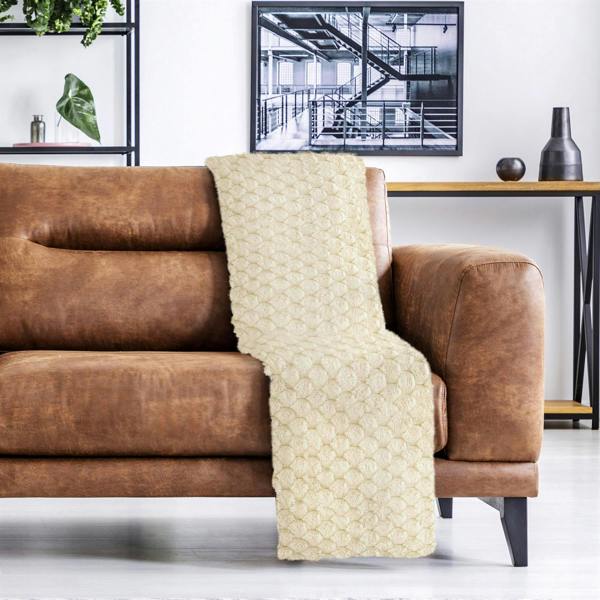 Lush Faux Rabbit Fur Cream Throw 140x180cm