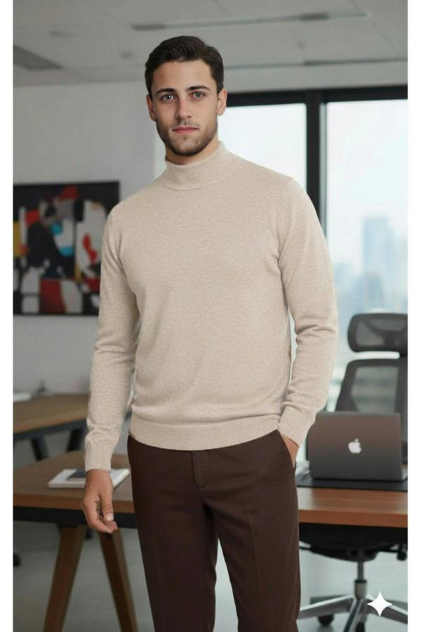 WOVCOR Half Turtleneck Regular Fit Knit Men's Sweater