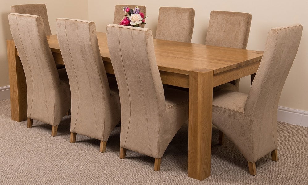 That's Furniture Kuba Extra Large Oak Dining Table with Lola Fabric Chairs