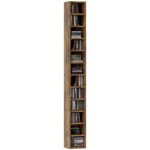 Bobobiy 204 CD Tall Narrow Media Storage Tower - Rustic Brown