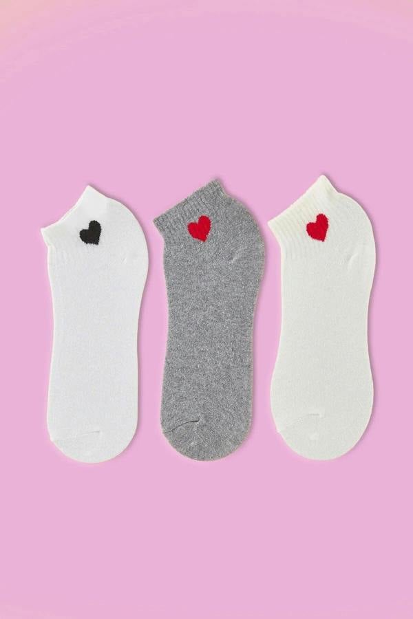 WOVCOR 3-Pack Heart Printed Half-Length Knit Socks