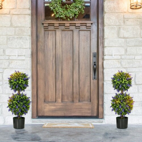 Wyld Haus Vevayo Set Of 2 Artificial Lavender Ball Trees In Decorative Pots H8 70cm