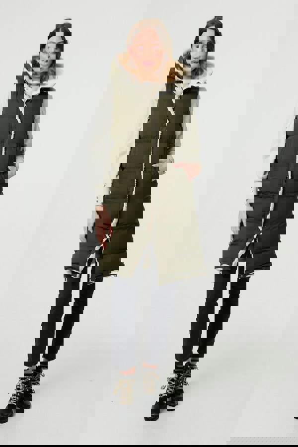 Green | Reversible Faux Fur Padded Hooded Gilet
