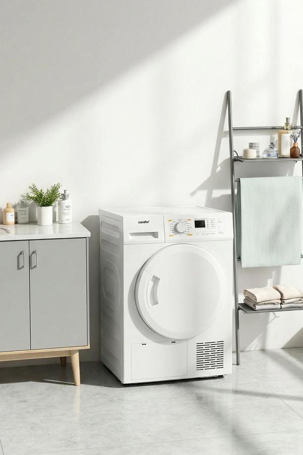 Living and Home 8kg Anti-Crease Heat Pump Tumble Dryer with 16 Settings, Bidirectional Rotating Drum - Anti-Tangle, 3 Drying Levels