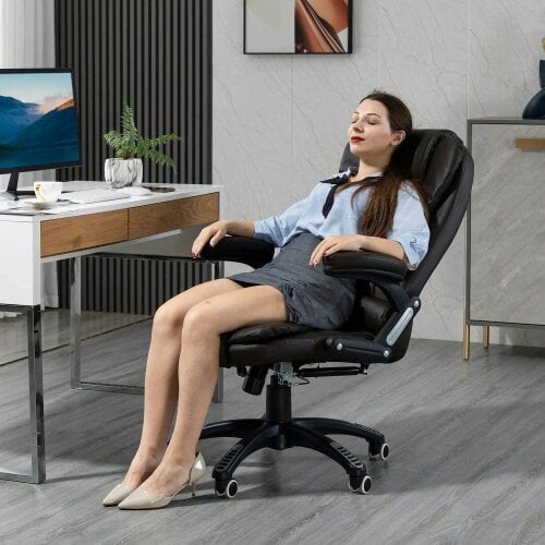 Bobobiy 6-Point Massage Office Chair with Seat Heated, 360, Brown
