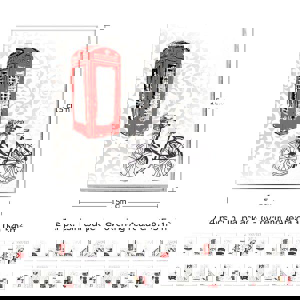 WT1524 Londoners Tiles Mix Wall Stickers - 15 cm x 15 cm - 24 pcs.