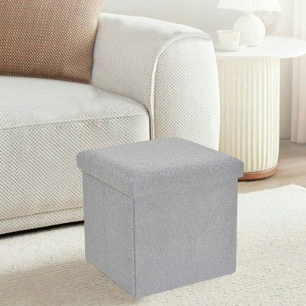 Home Republic Boucle Storage Ottoman - 38cm X 38cm Foldable