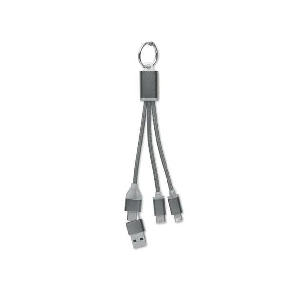 MidOcean 4 in 1 Keyring Charging Cable - Titanium - 