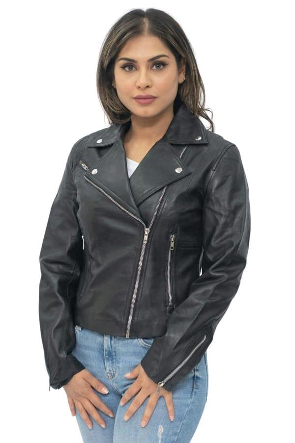 Infinity Leather Womens Leather Biker Jacket-Zanzibar